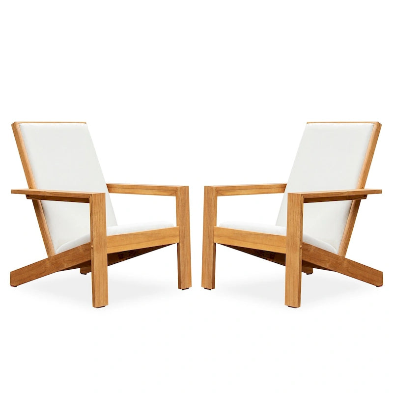 Cambridge Casual Sedona, lot de 2 chaises Adirondack modernes d'extérieur en teck avec coussins
