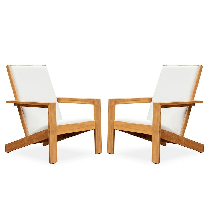 Cambridge Casual Sedona Set of 2 Teak Outdoor Upholstered Modern Adirondack Chairs