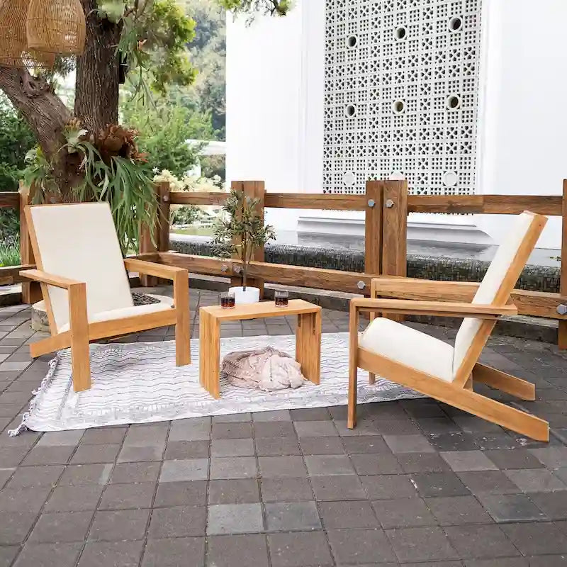 Cambridge Casual Sedona, lot de 2 chaises Adirondack modernes d'extérieur en teck avec coussins