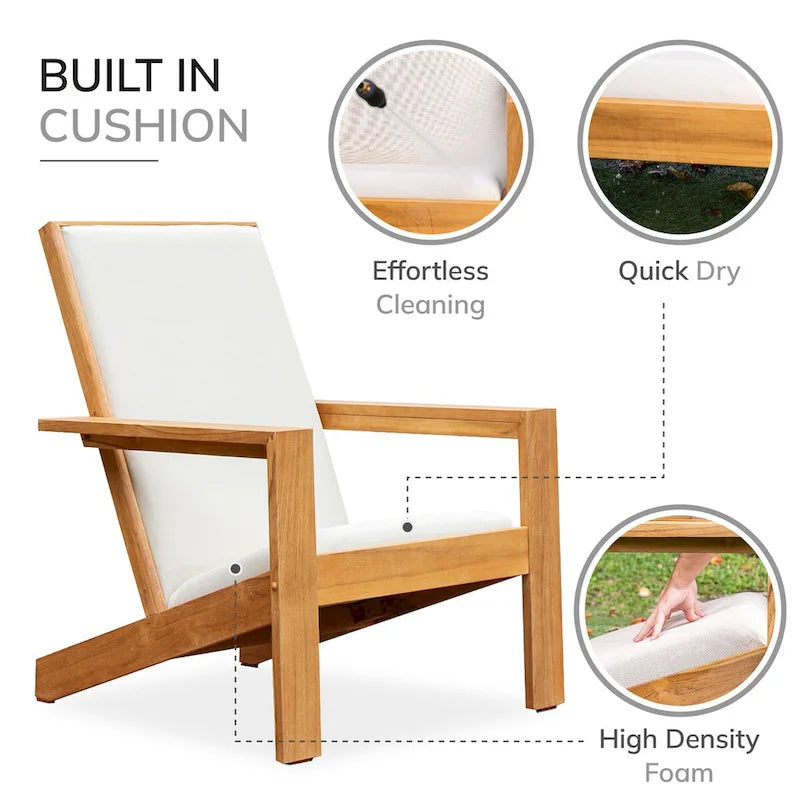 Cambridge Casual Sedona, lot de 2 chaises Adirondack modernes d'extérieur en teck avec coussins