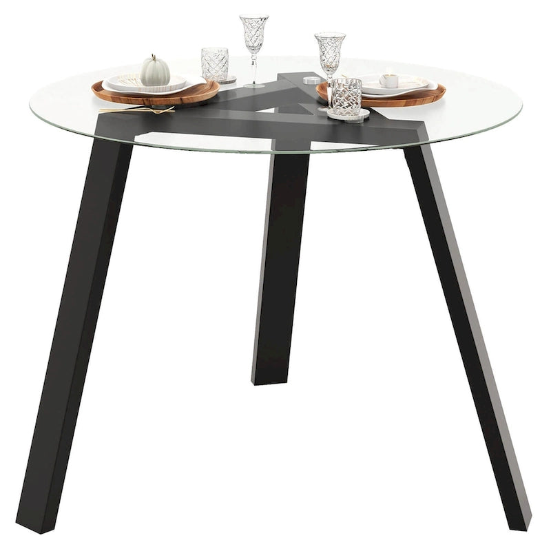 Table de salle à manger ronde en verre Costway 36" pour 4 personnes avec plateau en verre trempé - Voir détails