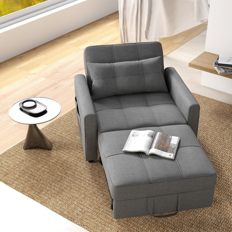 Canapé-lit convertible 3 en 1, chaise longue rembourrée réglable et pliable