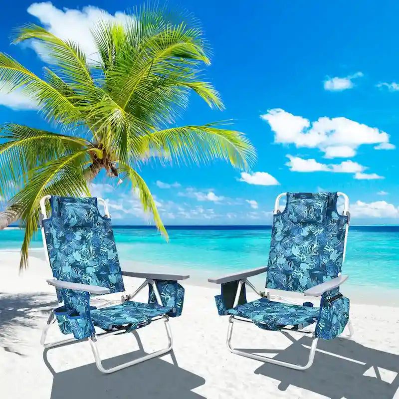 Lot de 4 chaises de plage pliantes de randonnée Costway, 5 positions d'extérieur - Voir détails
