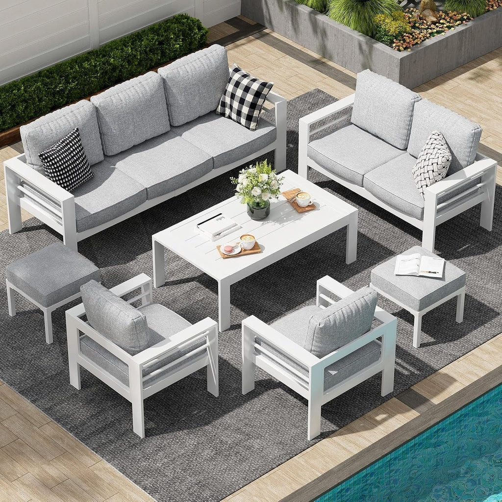 AECOJOY Ensemble de 7 Meubles de Jardin en Aluminium pour Extérieur