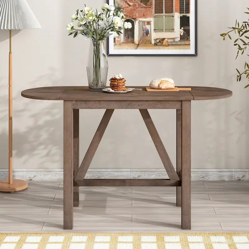 Ensemble de salle à manger 3 pièces en bois à hauteur de comptoir avec rallonge pliable
