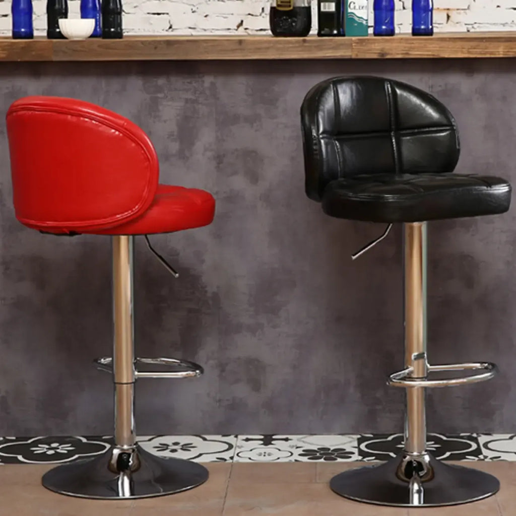 Tabouret de bar réglable pivotant en cuir contemporain
