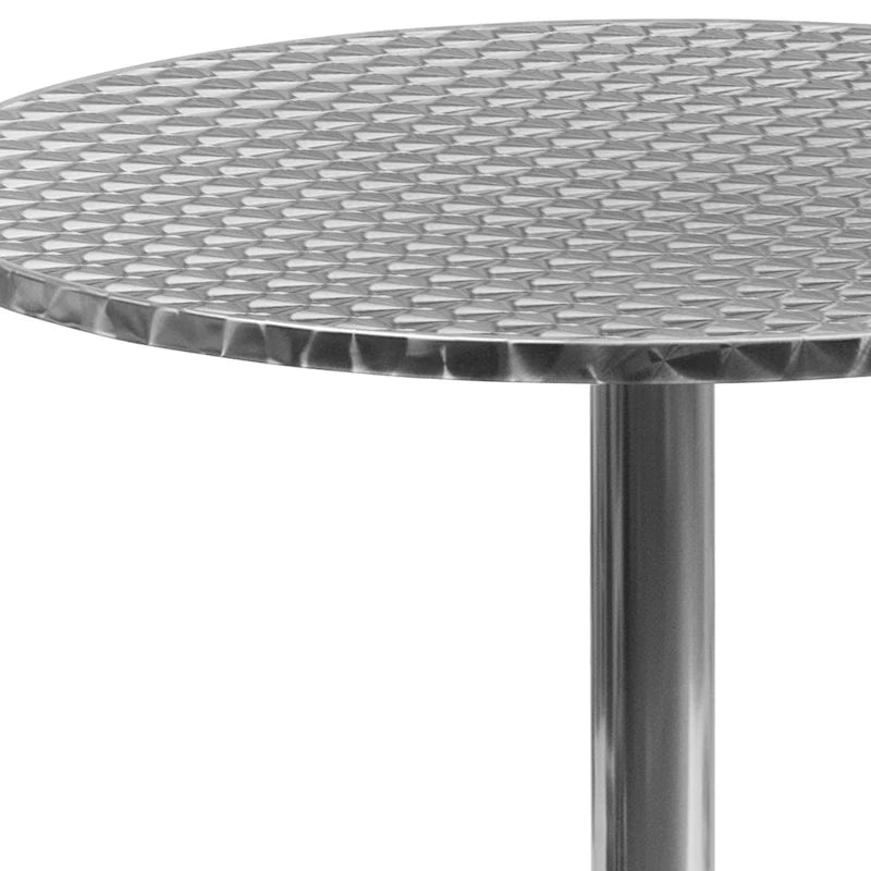Table d'intérieur/extérieur en aluminium à plateau lisse de 27,5 po avec base