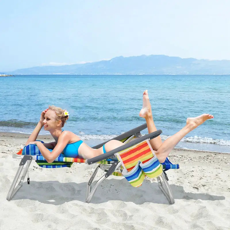 Lot de 4 chaises de plage pliantes de randonnée Costway, 5 positions d'extérieur - Voir détails