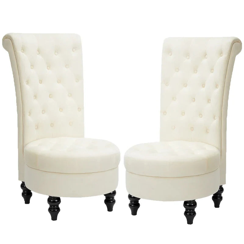 AVAWING Lot de 2 chaises de trône royales rembourrées et pieds en bois d'hévéa