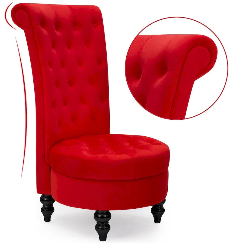 AVAWING Lot de 2 chaises de trône royales rembourrées et pieds en bois d'hévéa