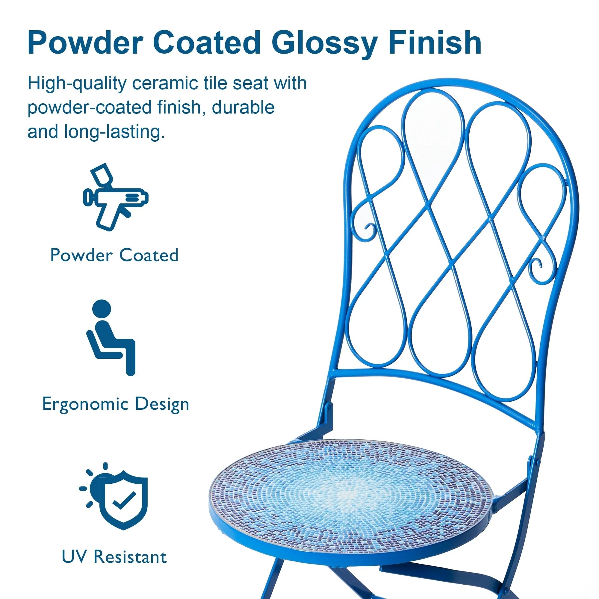 Ensemble bistrot pliant en métal Glitzhome pour extérieur, 3 pièces, table et chaises de patio