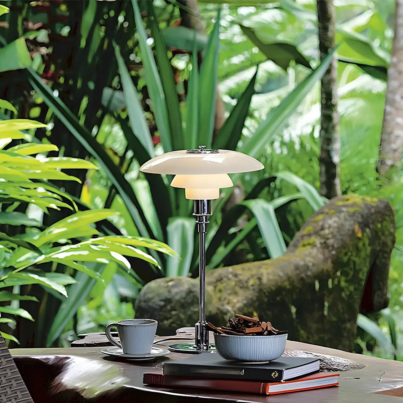Lampe de table à LED à niveaux post-moderne HomeyFad avec alimentation intégrée