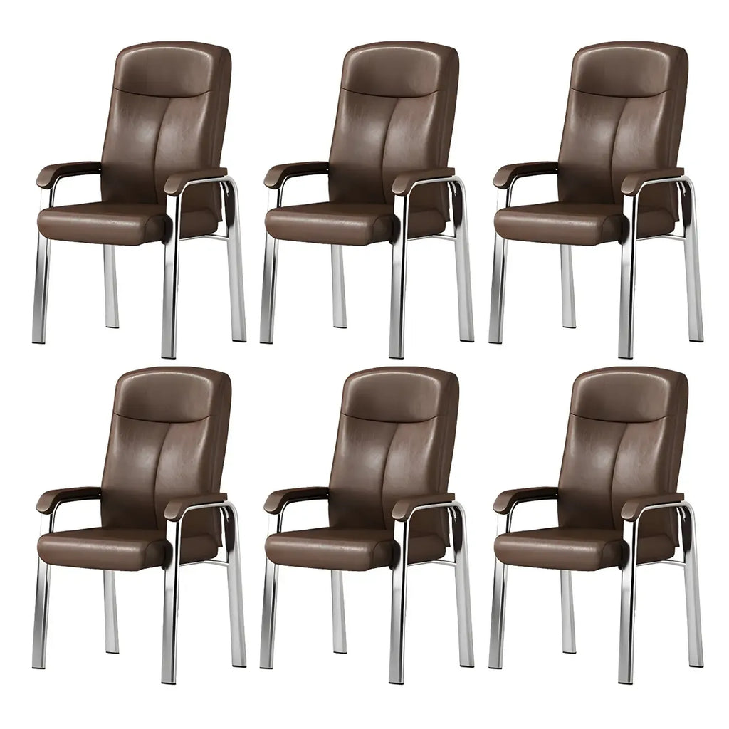 Chaise de bureau HomeyFad moderne en cuir et métal à 4 pieds avec accoudoirs