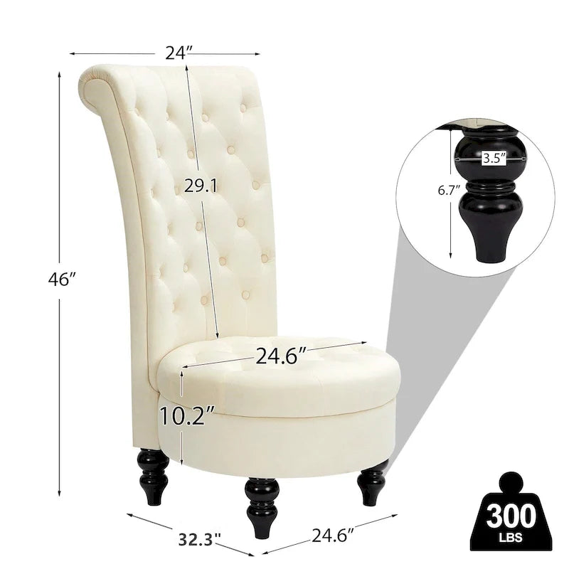 AVAWING Lot de 2 chaises de trône royales rembourrées et pieds en bois d'hévéa