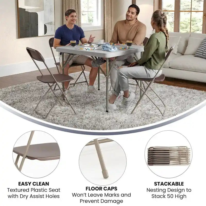 Chaise pliante en plastique – Lot de 10 – Capacité de poids de 295 kg – Chaise d'événement