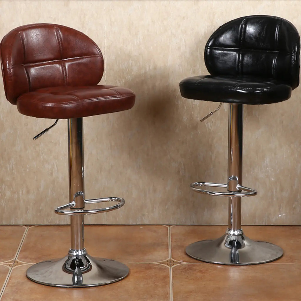 Tabouret de bar réglable pivotant en cuir contemporain