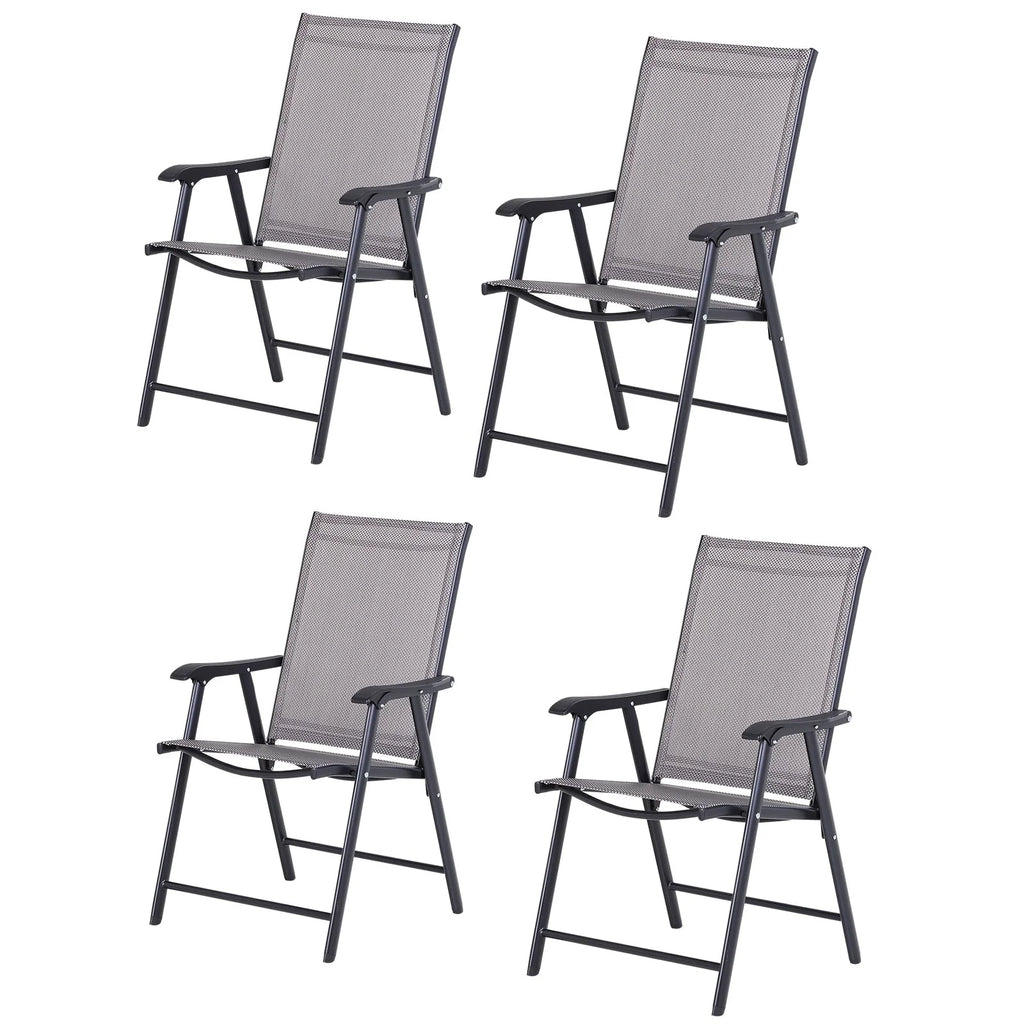 Lot de 4 chaises pliantes Outsunny au design simple et élégant, confortables pour la terrasse, le jardin et les voyages