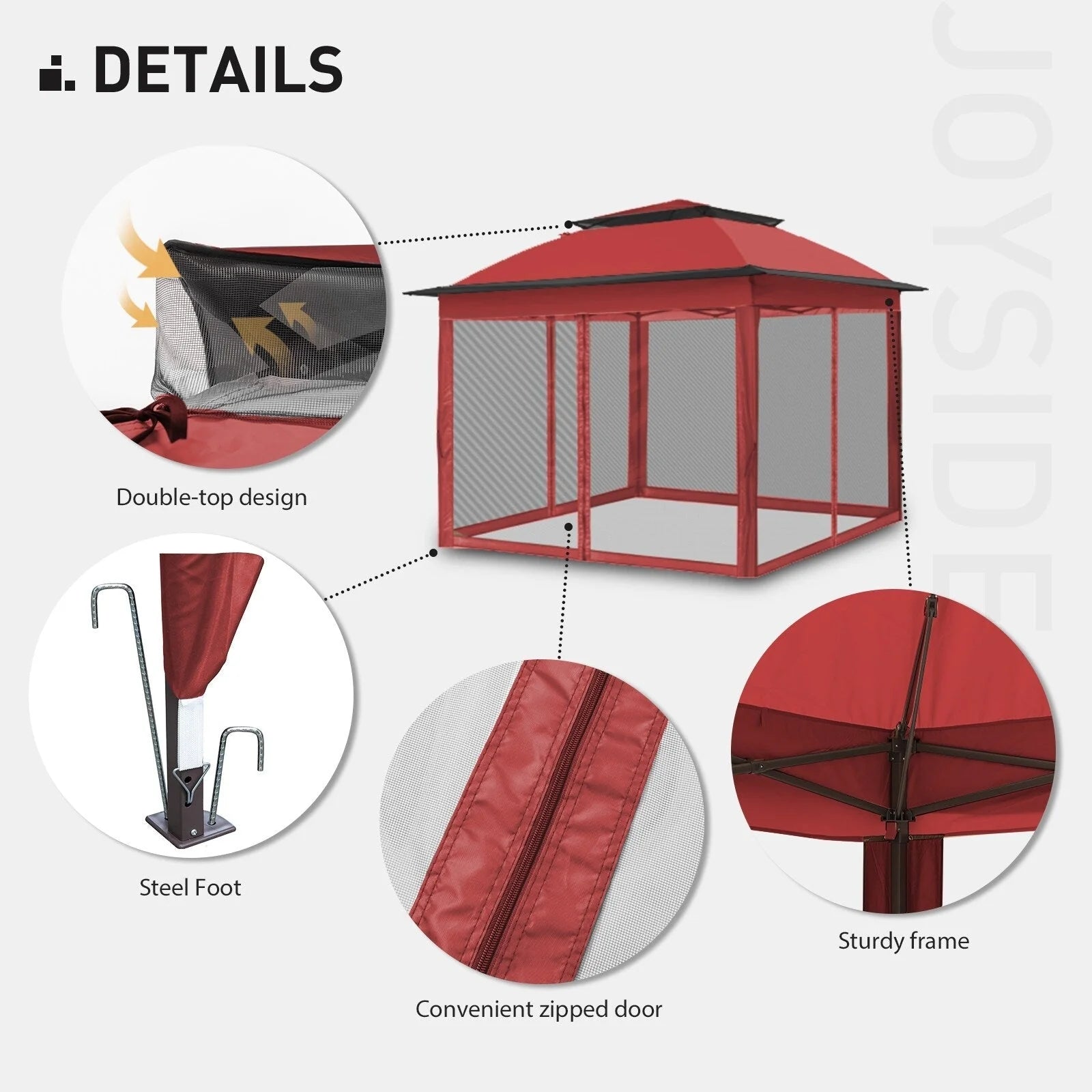 Cozywor Tonnelle escamotable en acier de 3,35 m x 3,35 m avec moustiquaire