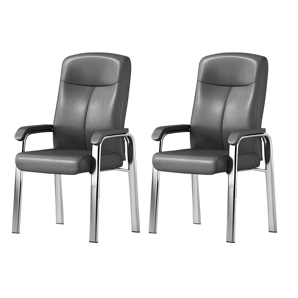 Chaise de bureau HomeyFad moderne en cuir et métal à 4 pieds avec accoudoirs