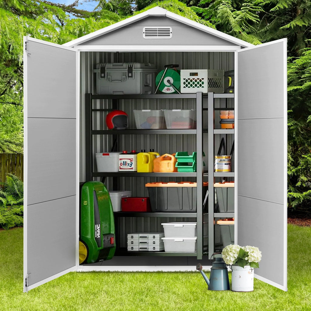 Abri de jardin en résine toutes saisons avec plancher, 1,8 m x 1,2 m/1,8 m x 2,4 m/2,4 m x 1,8 m/2,4 m x 3 m, Spire Tool Shed