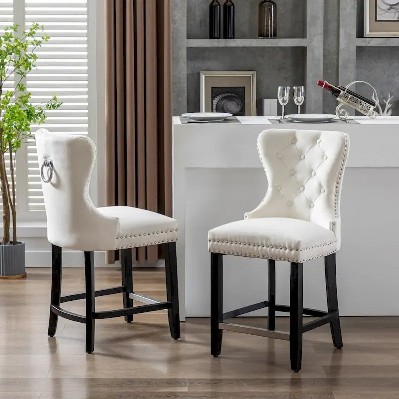 Tabouret de comptoir Carter 24 Wingback Tufted Nailhead (lot de 2)