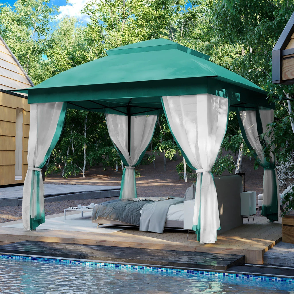 Cozywor Tonnelle escamotable en acier de 3,35 m x 3,35 m avec moustiquaire