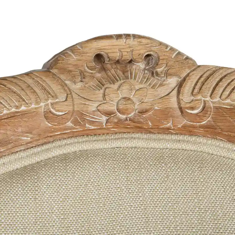 Fauteuil à oreilles Safavieh Couture Kali en chêne et lin naturel - 34 larg. x 34 prof. x 40 haut.