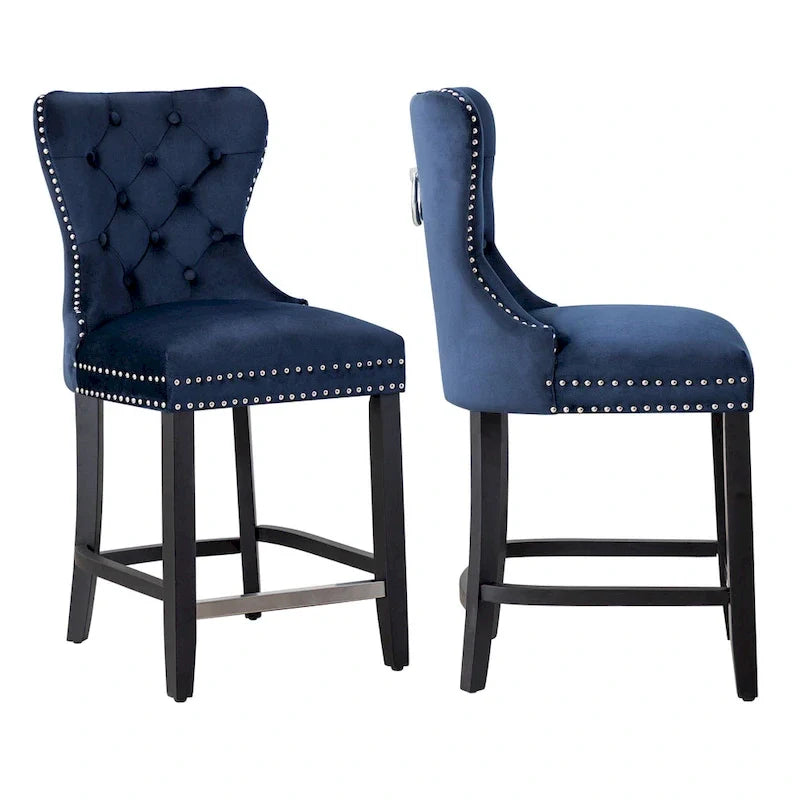 Tabouret de comptoir Carter 24 Wingback Tufted Nailhead (lot de 2)