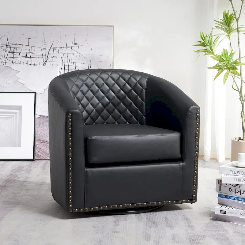 Fauteuil à barillet pivotant en cuir PU touffeté KINWELL 29