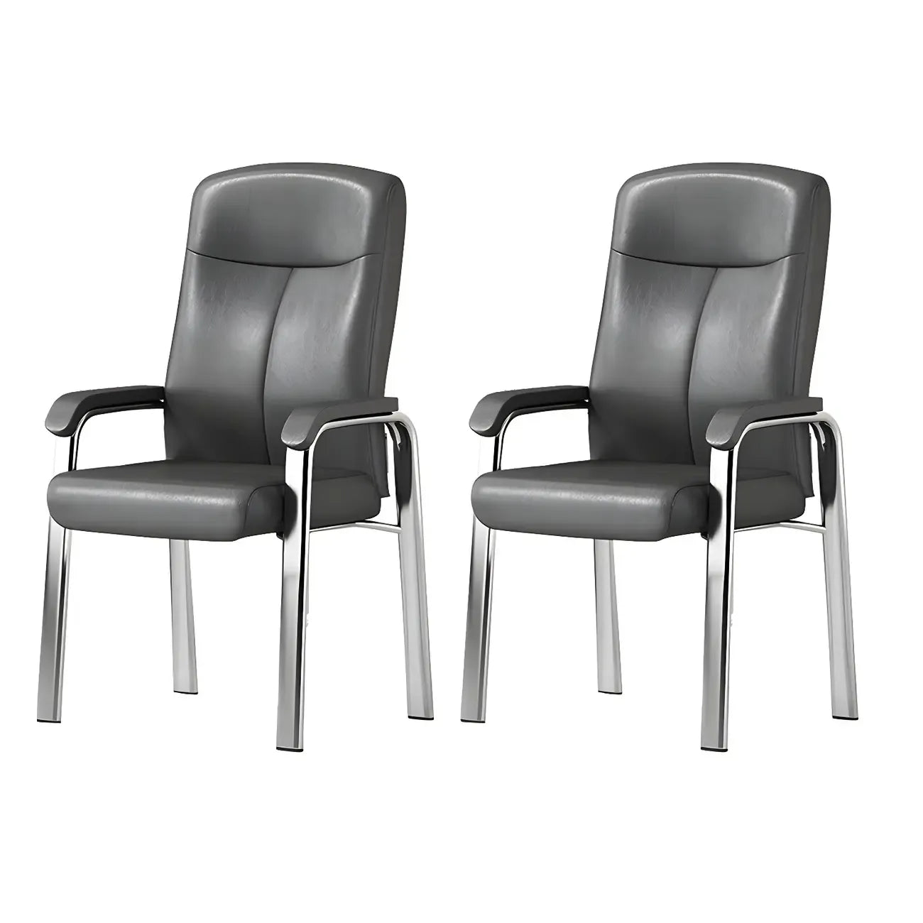 Chaise de bureau HomeyFad moderne en cuir et métal à 4 pieds avec accoudoirs