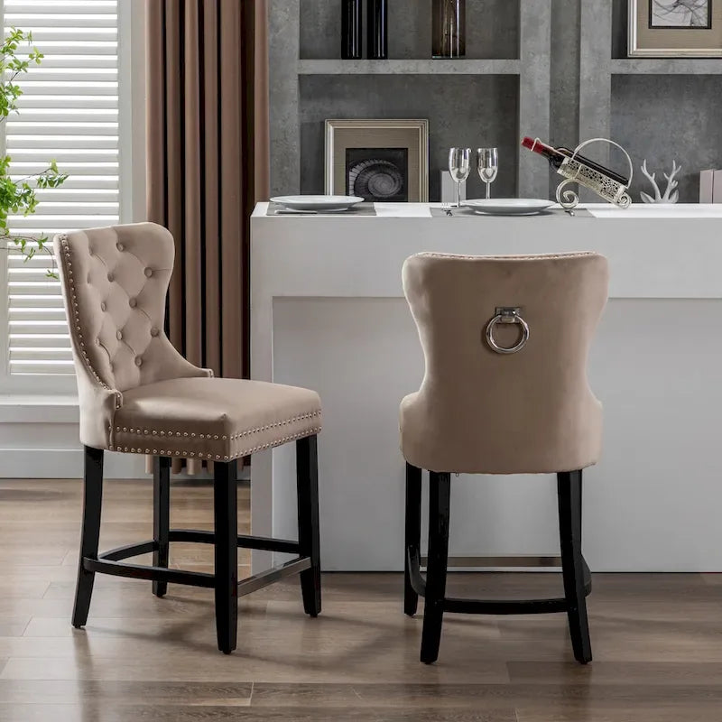 Tabouret de comptoir Carter 24 Wingback Tufted Nailhead (lot de 2)