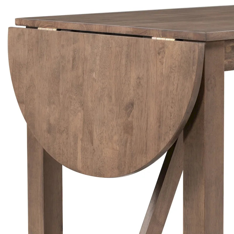 Ensemble de salle à manger 3 pièces en bois à hauteur de comptoir avec rallonge pliable