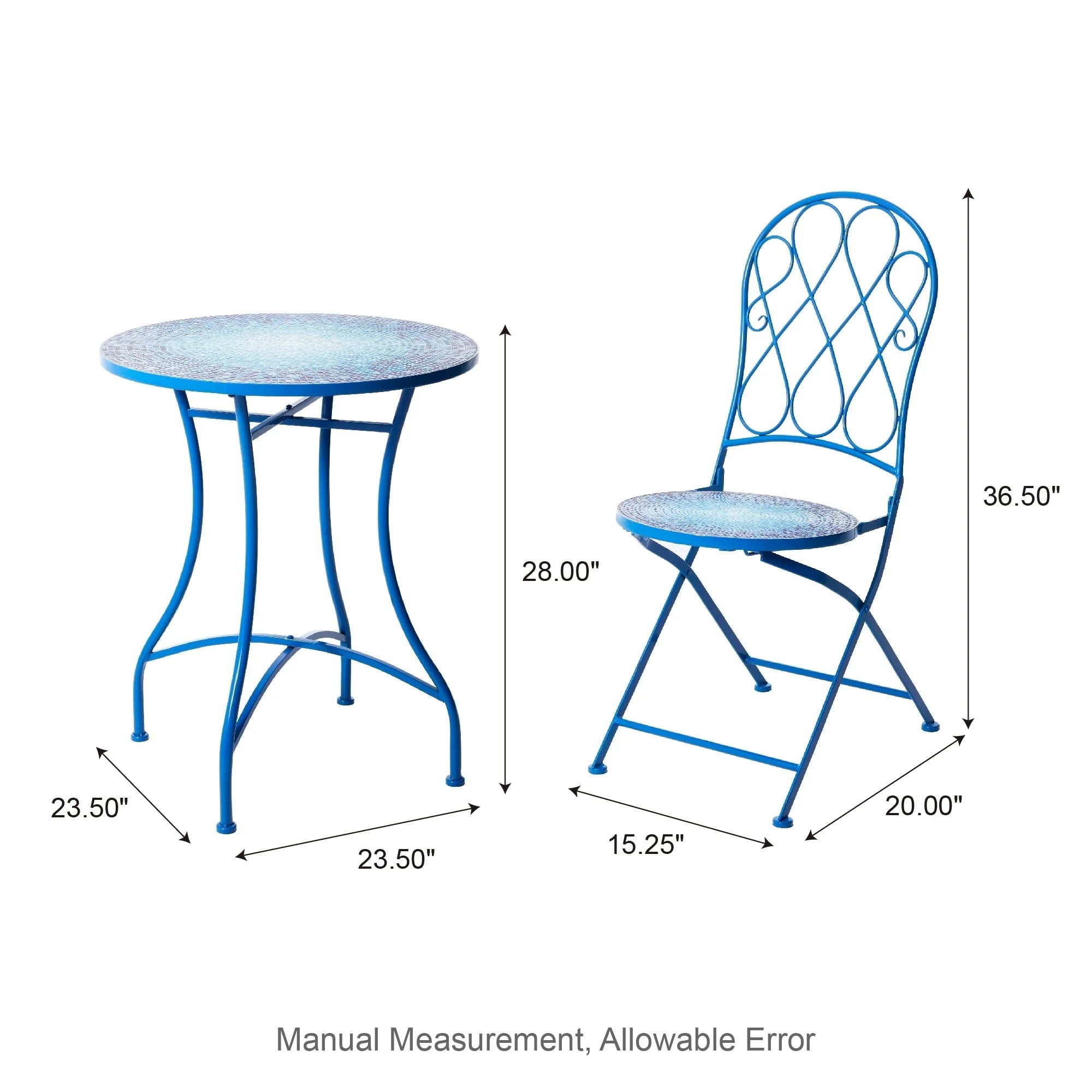 Ensemble bistrot pliant en métal Glitzhome pour extérieur, 3 pièces, table et chaises de patio