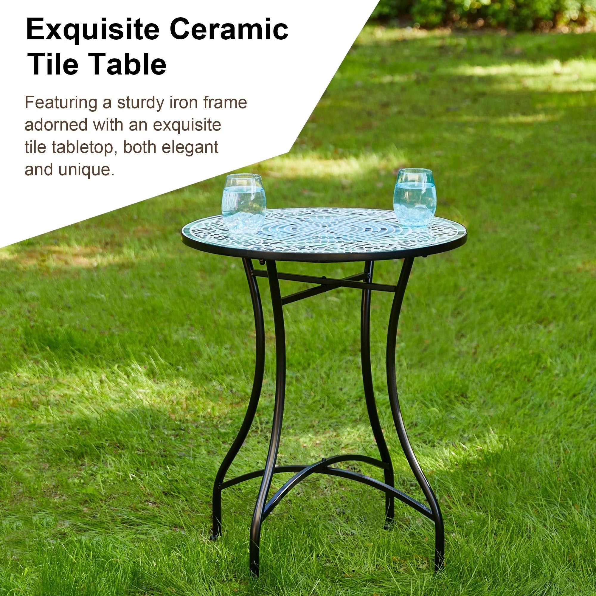 Ensemble bistrot pliant en métal Glitzhome pour extérieur, 3 pièces, table et chaises de patio