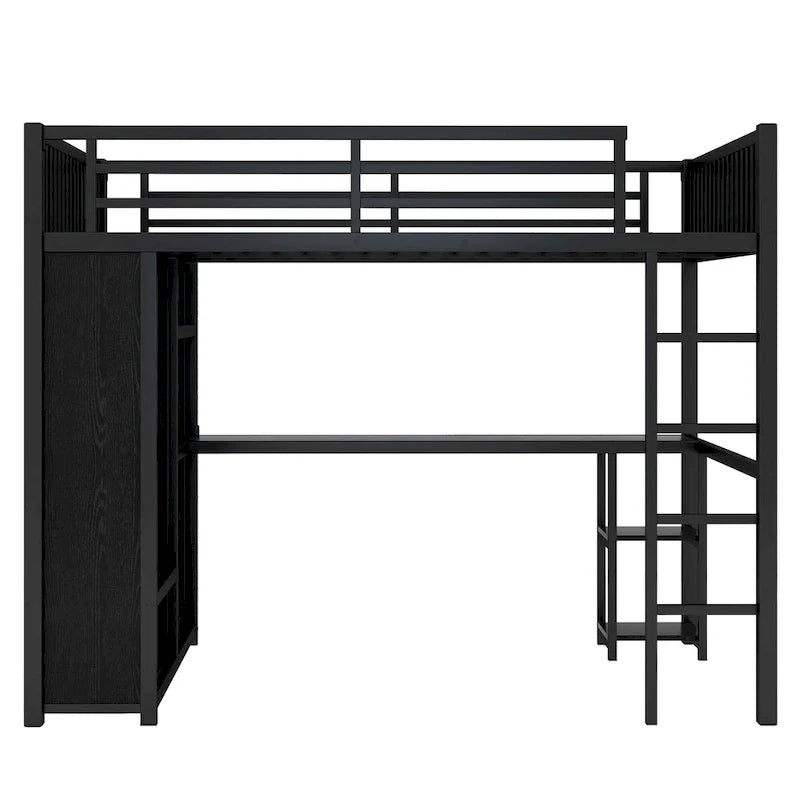 Lit mezzanine taille XL avec armoire intégrée