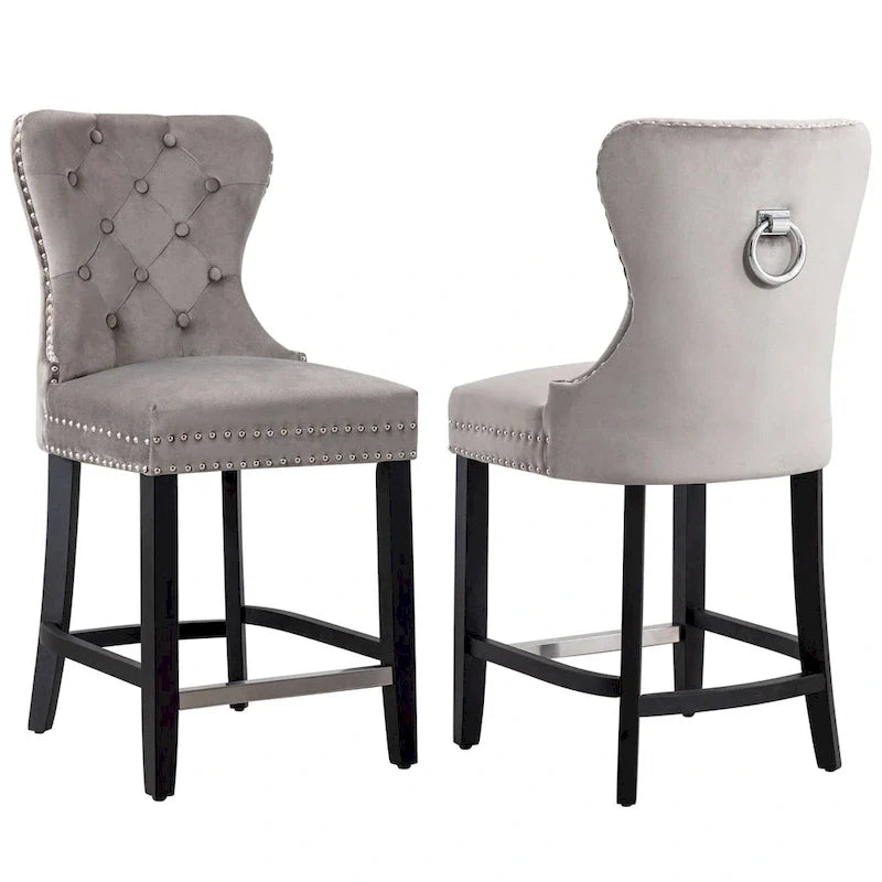 Tabouret de comptoir Carter 24 Wingback Tufted Nailhead (lot de 2)