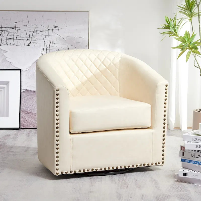 Fauteuil à barillet pivotant en cuir PU touffeté KINWELL 29