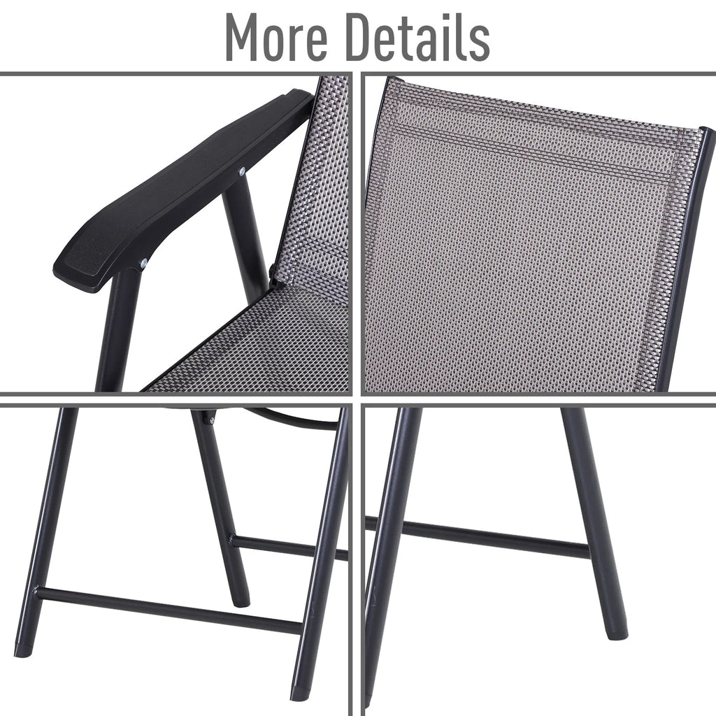 Lot de 4 chaises pliantes Outsunny au design simple et élégant, confortables pour la terrasse, le jardin et les voyages