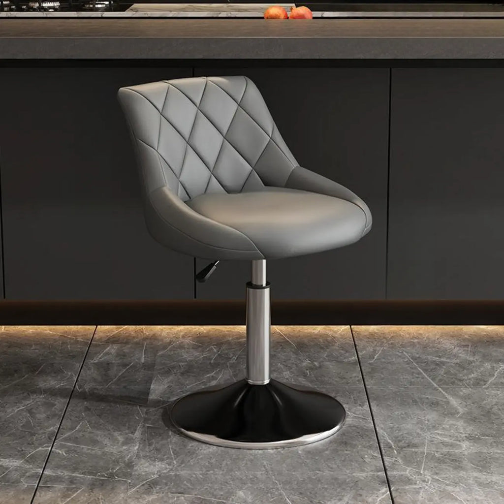 Tabouret de bar pivotant, capitonné en losanges, réglable, cuir PU noir et rouge