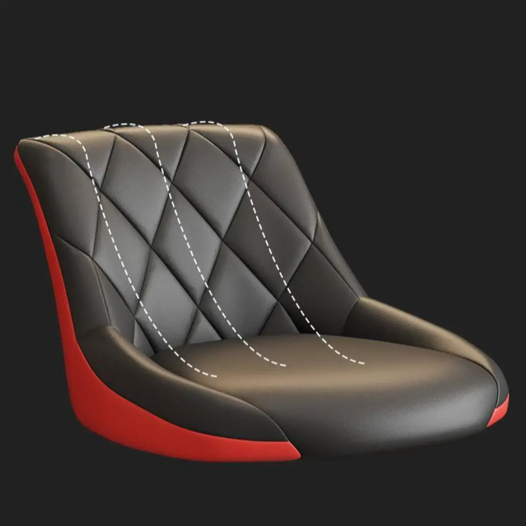 Tabouret de bar pivotant, capitonné en losanges, réglable, cuir PU noir et rouge