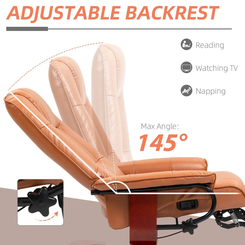 Fauteuil inclinable manuel pivotant en similicuir HomCom avec repose-pieds confortable et relaxant