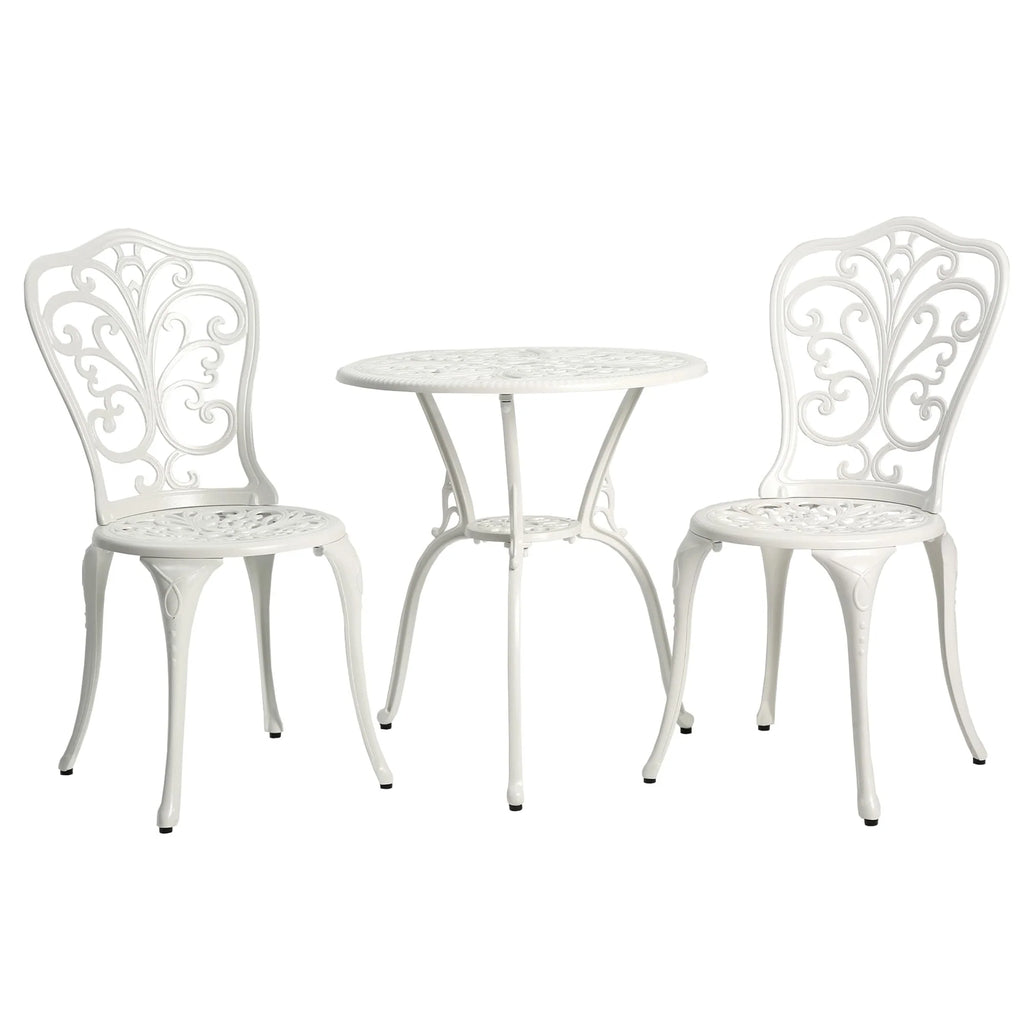 Ensemble de 3 pièces pour terrasse extérieure en aluminium avec table papillon, chaises et trou pour parasol